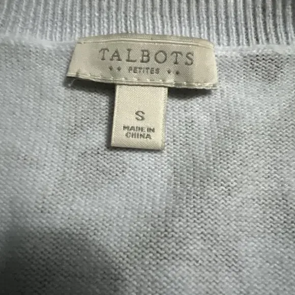 Talbots Floral Cardigan Sweater Size S Blue 3/4 Sleeve Cottage Coquette Fairy - Picture 2 of 8